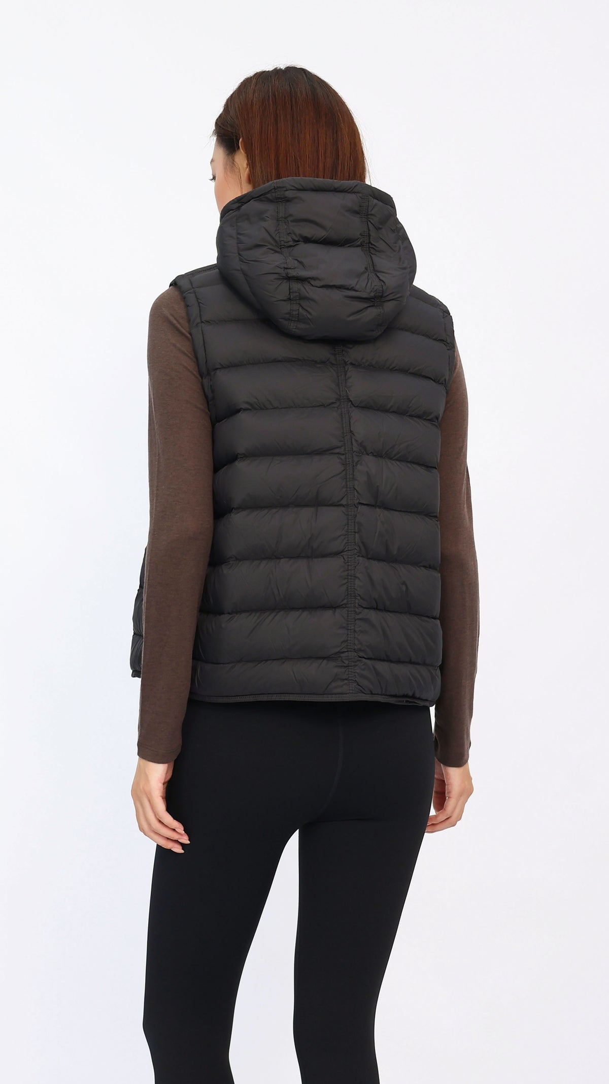 Black Hooded Cropped Down Vest