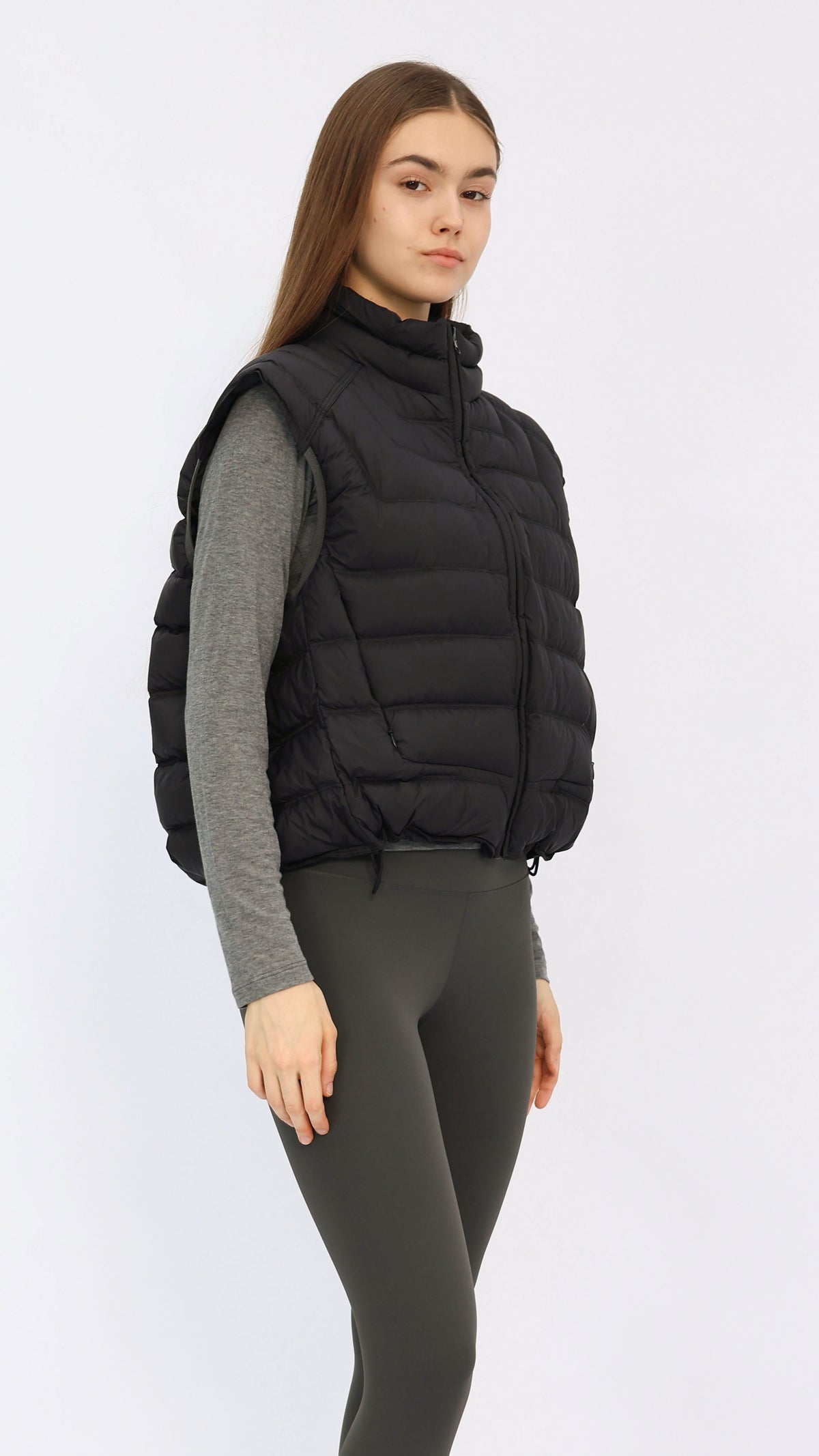 Black Cropped Down Vest