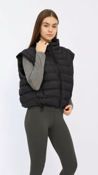 Black Cropped Down Vest