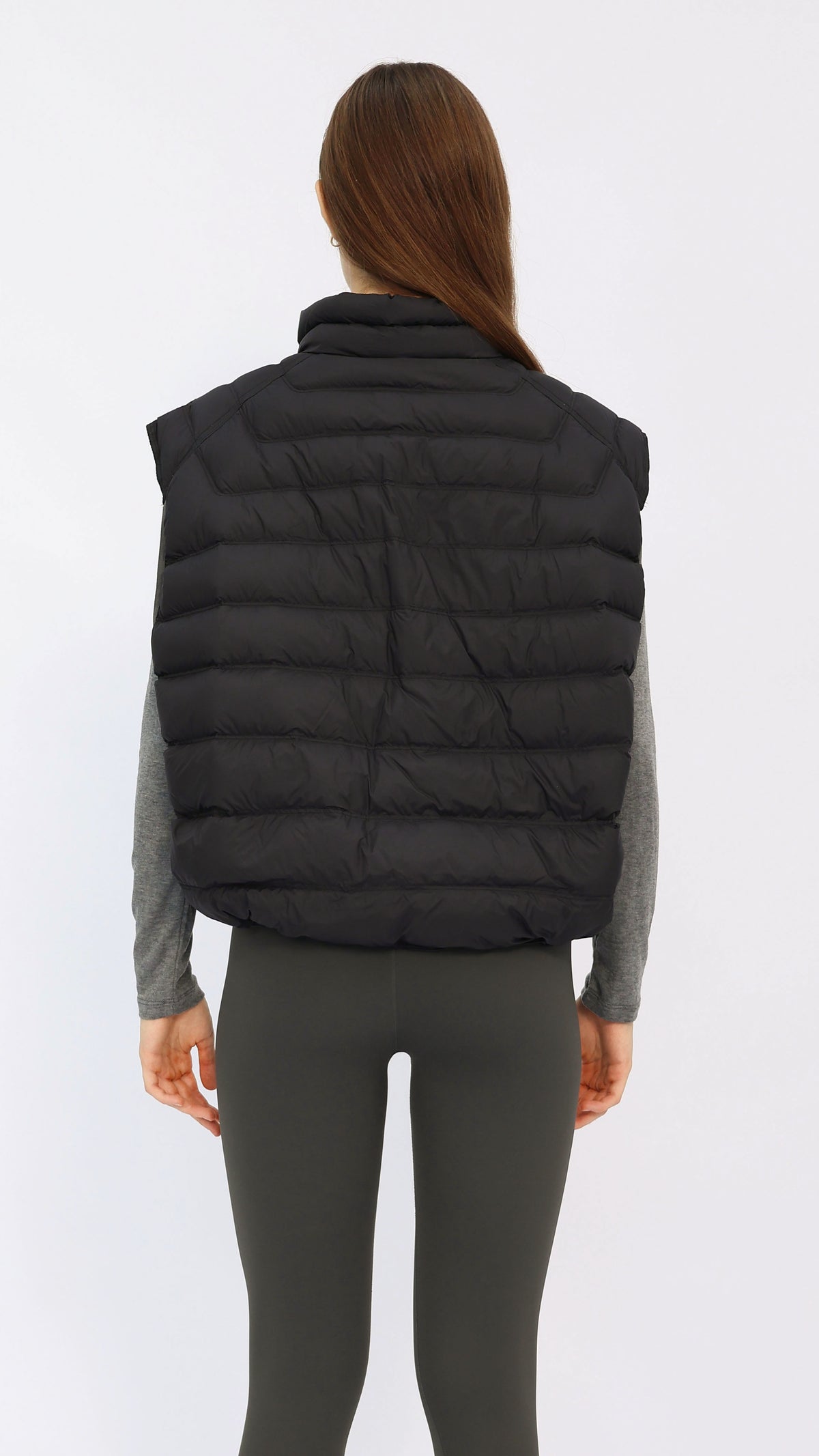 Black Cropped Down Vest