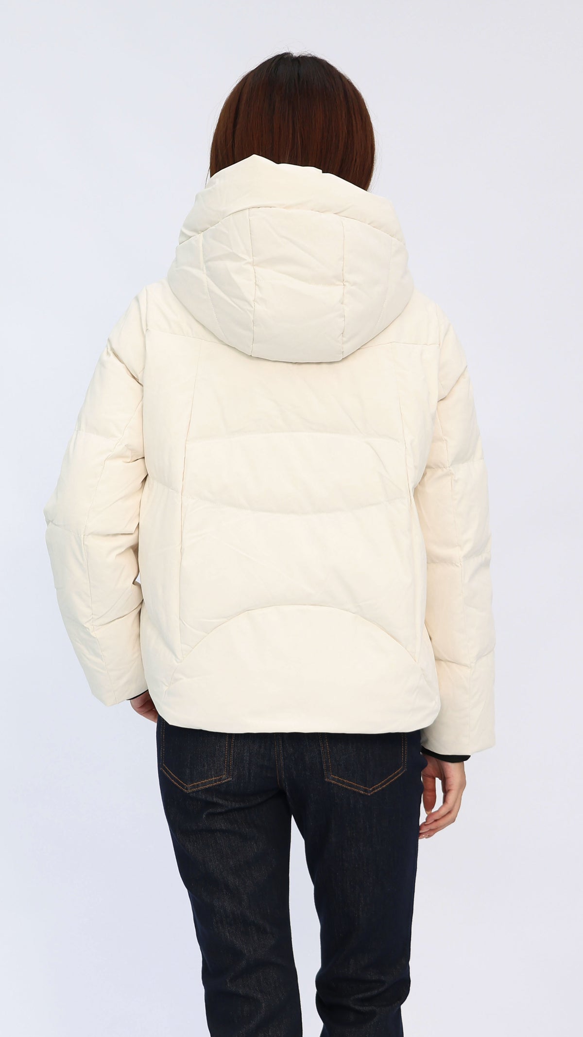 Carly Cream Drawstring Hood Puffer Jacket