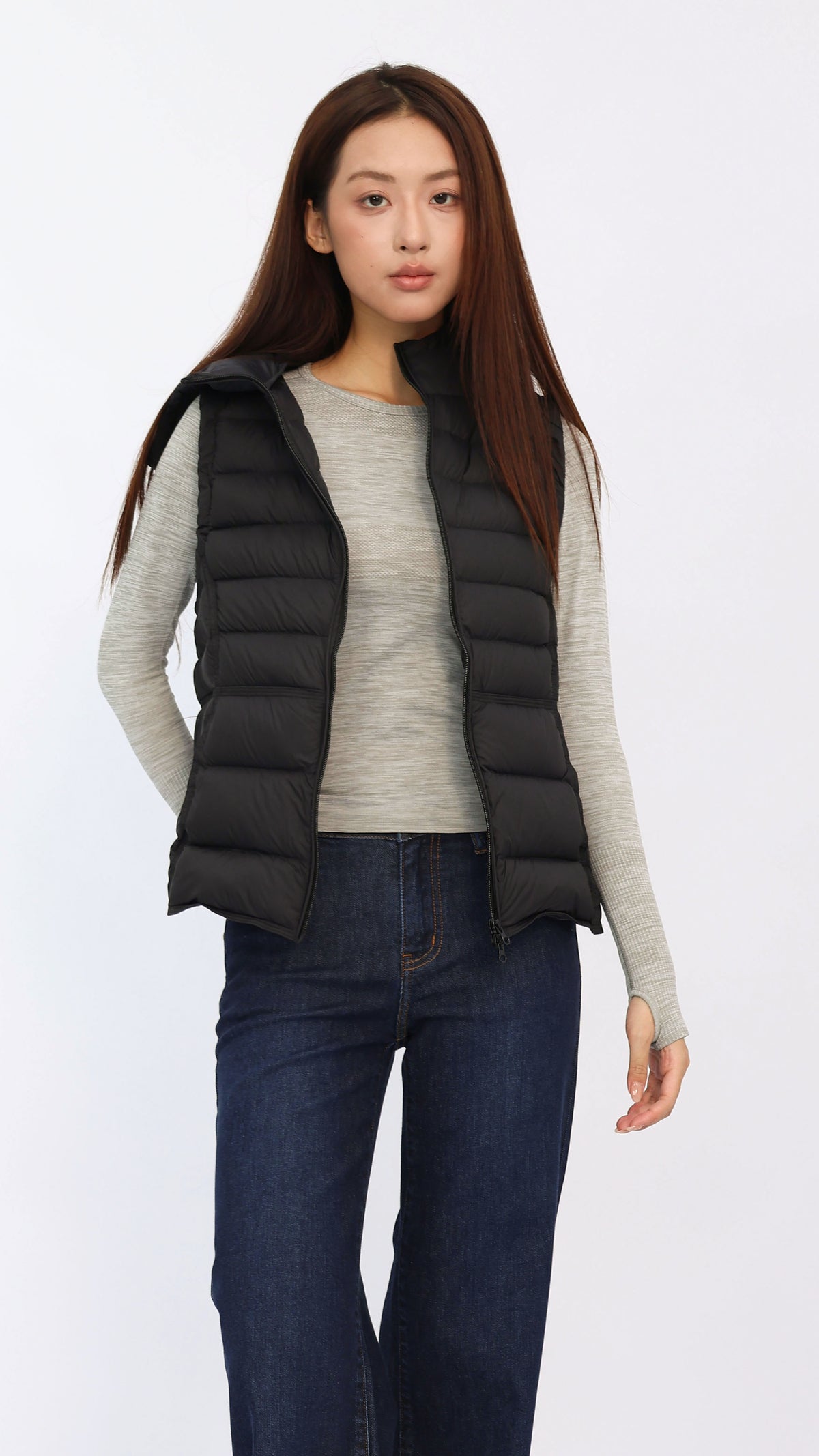 Black Hooded Down Vest