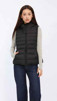 Black Hooded Down Vest
