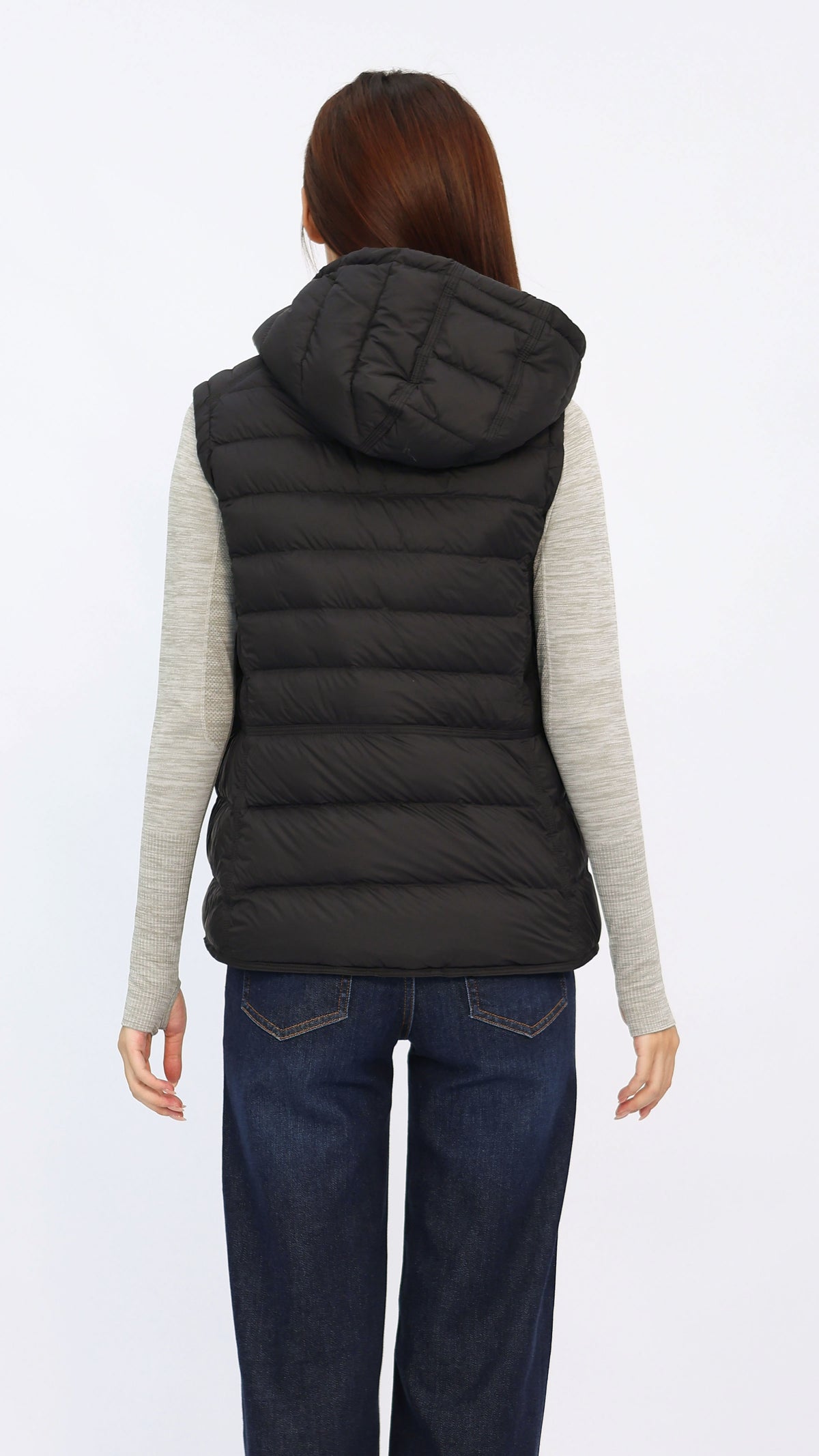Black Hooded Down Vest