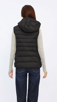 Black Hooded Down Vest