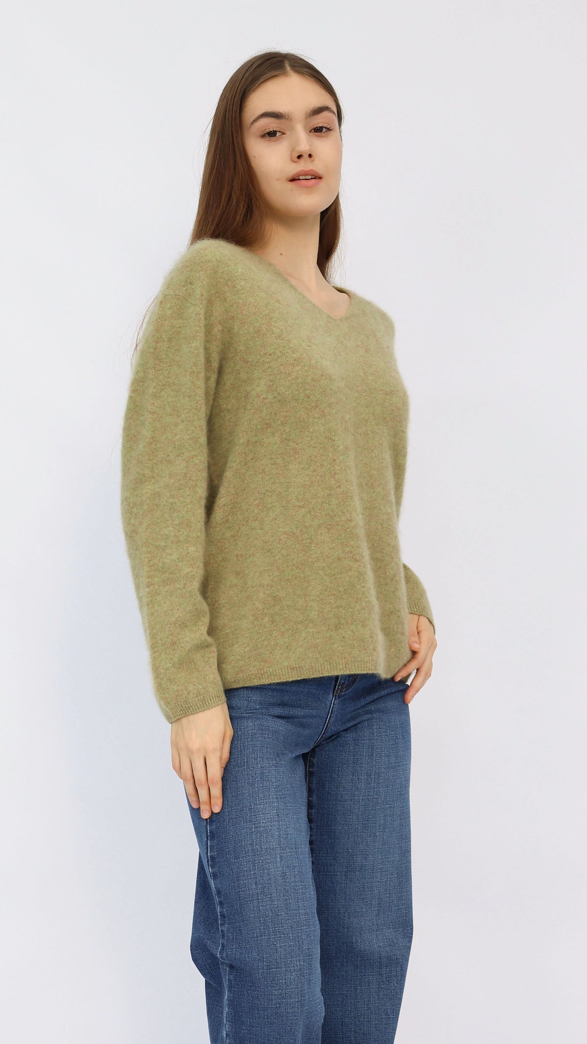 Eve Sage Green V-Neck Sweater