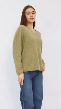 Eve Sage Green V-Neck Sweater