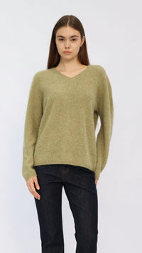 Eve Sage Green V-Neck Sweater