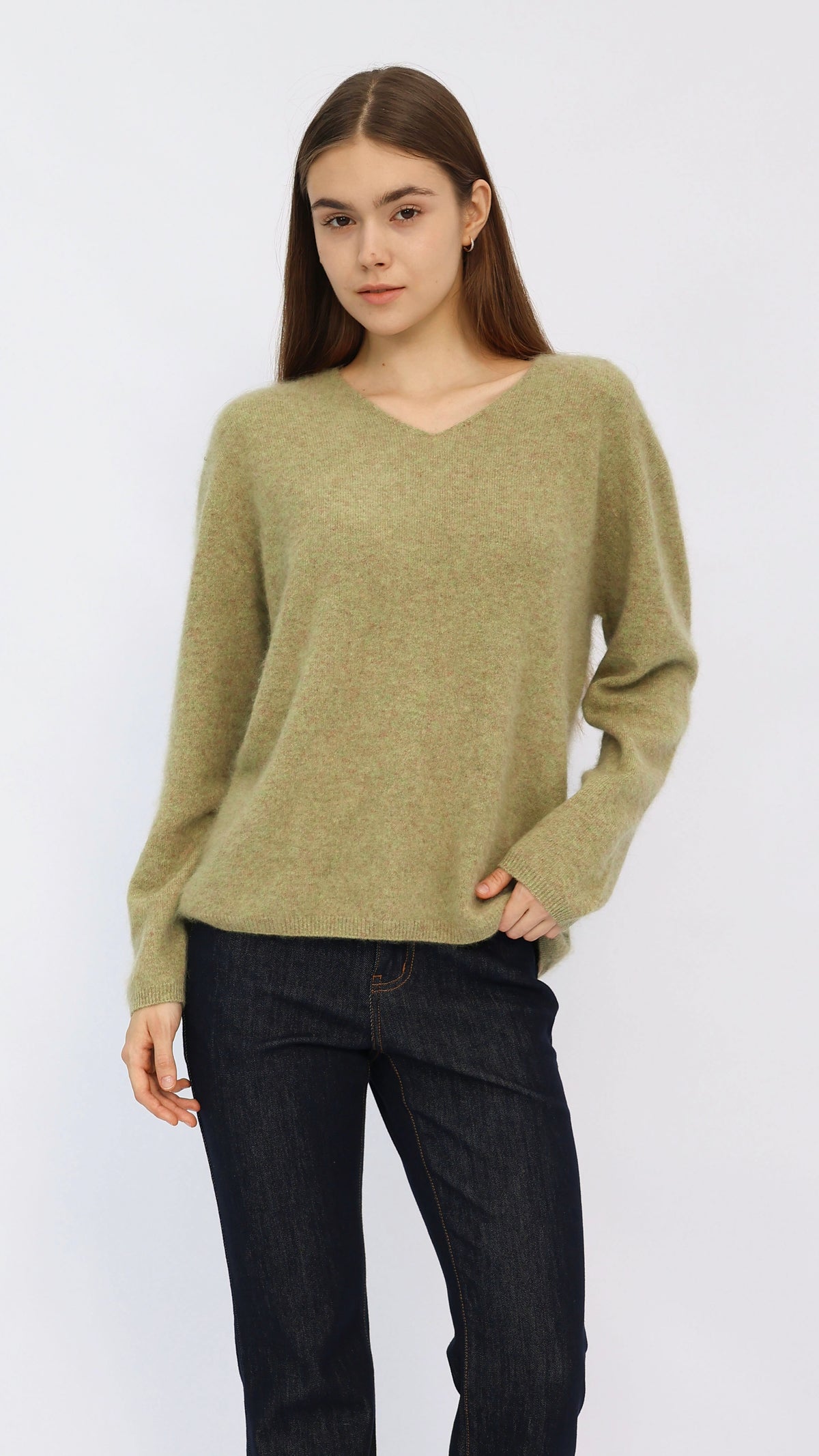 Eve Sage Green V-Neck Sweater