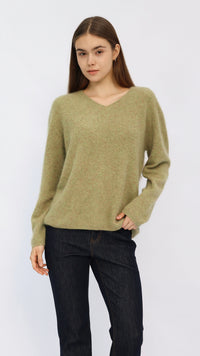 Eve Sage Green V-Neck Sweater
