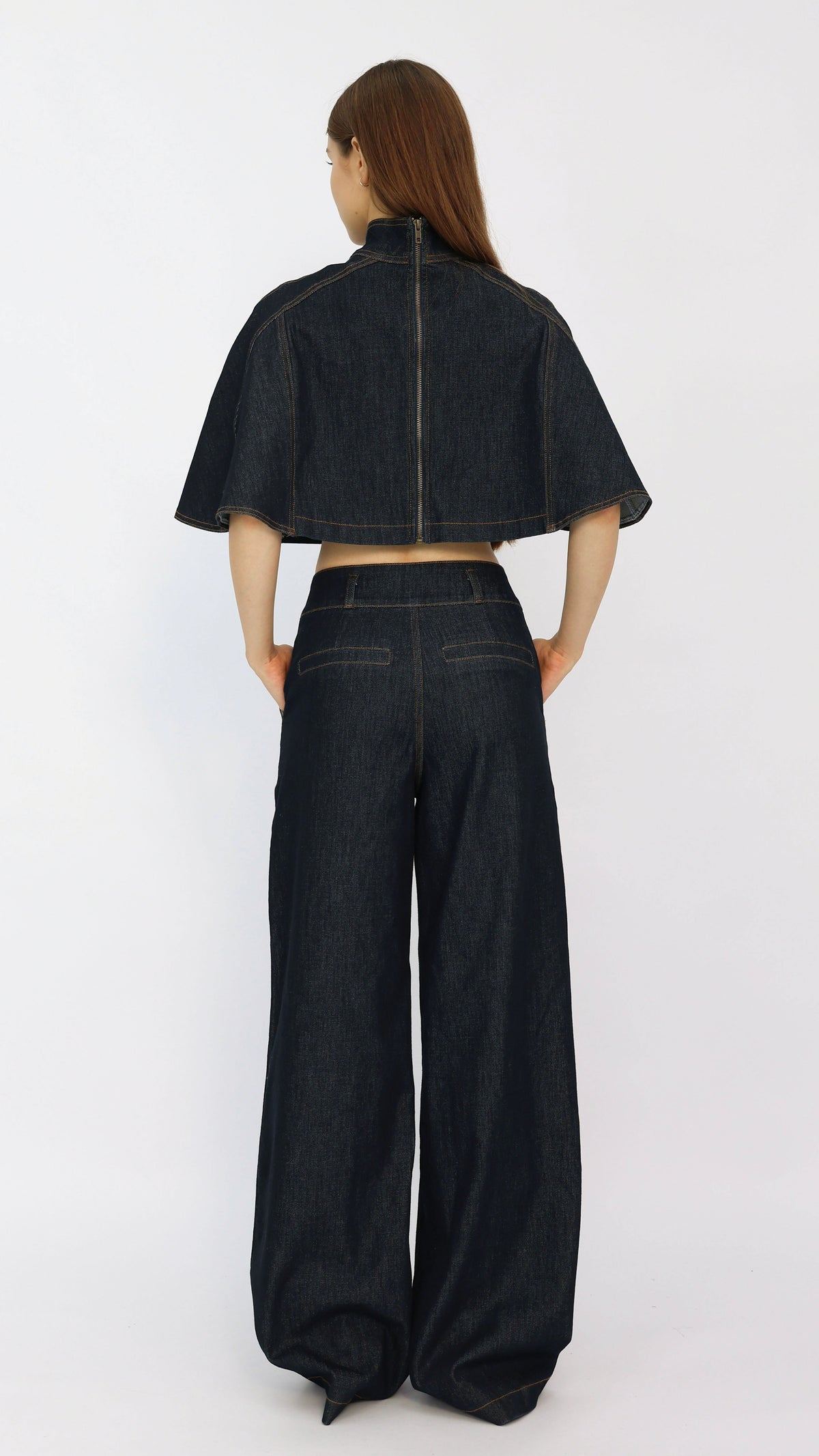 Sienna Mock Neck Cape Sleeve Crop Top