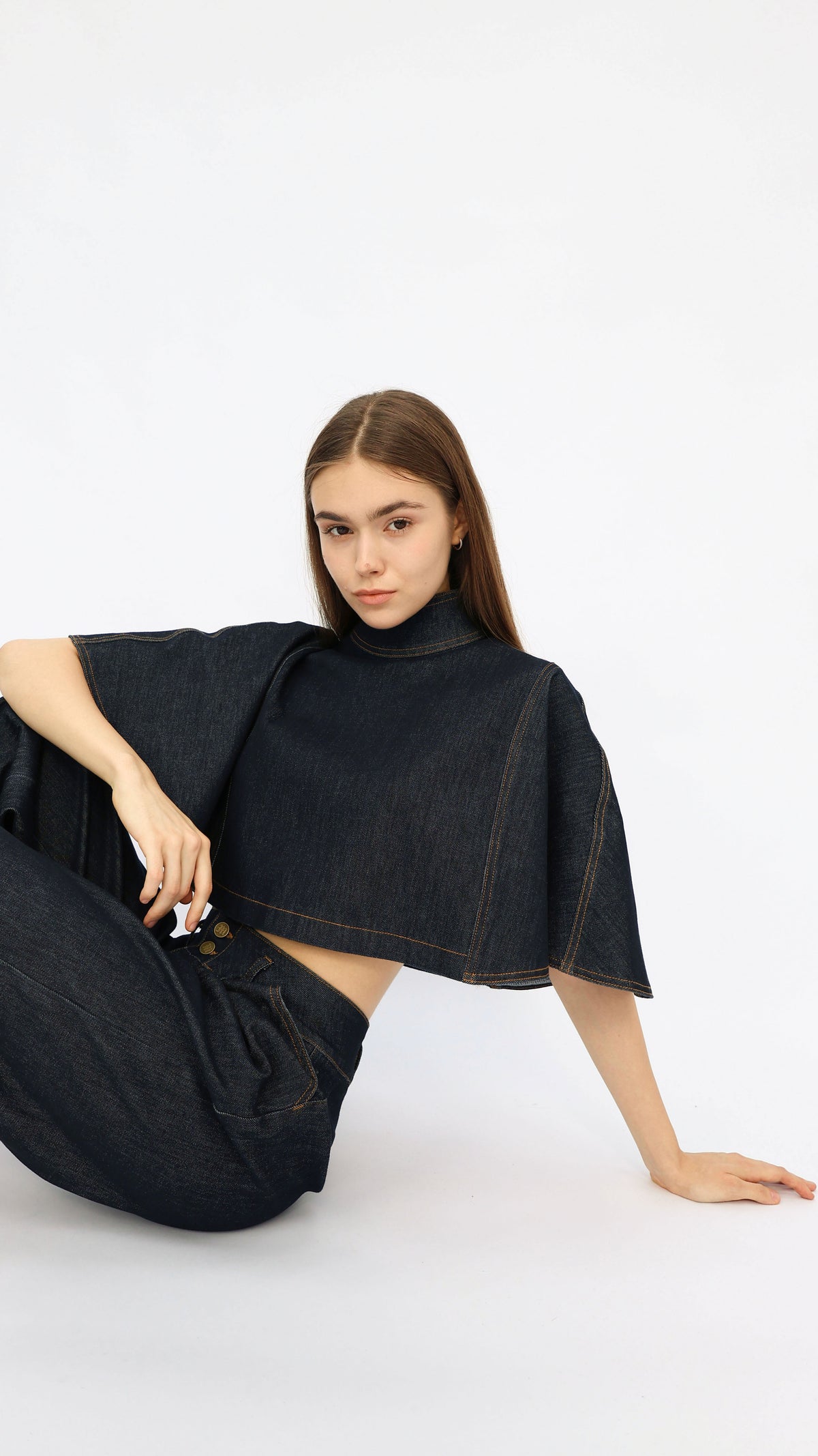Sienna Mock Neck Cape Sleeve Crop Top