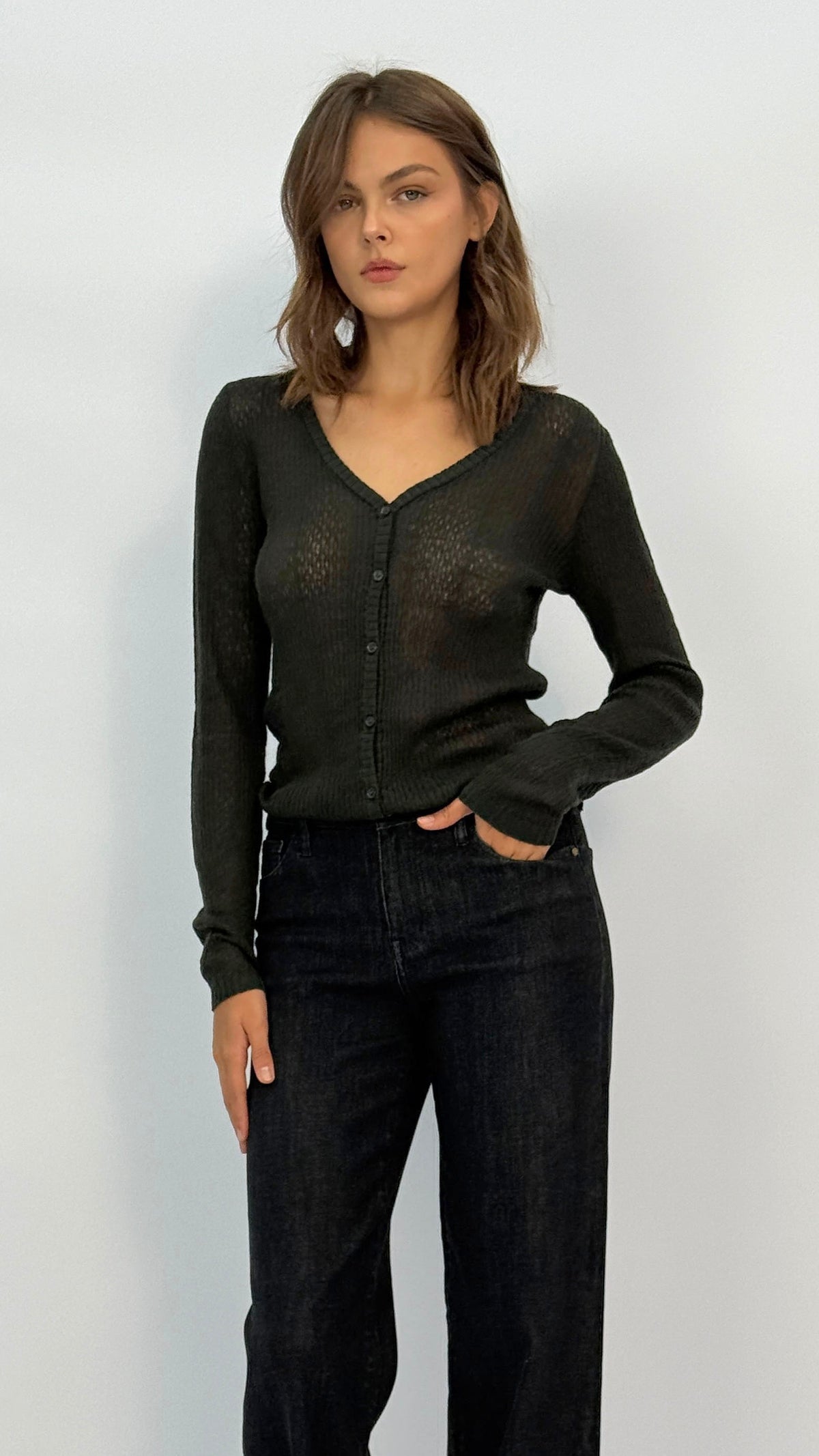 Lila V‑Neck Knit Cardigan