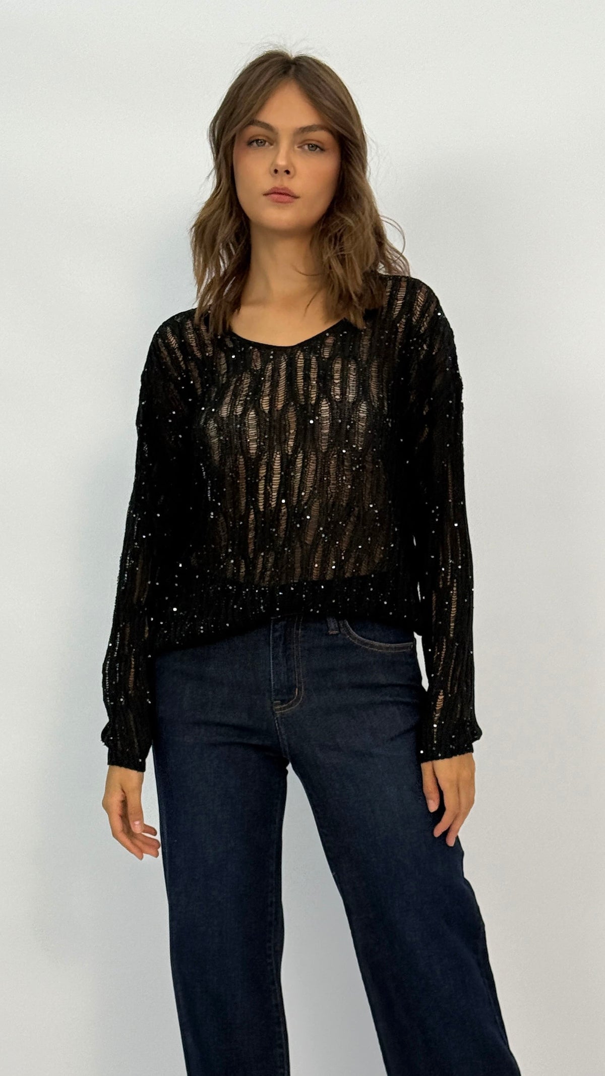 Lila Black Sequin Sweater
