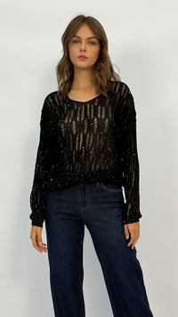 Lila Black Sequin Sweater