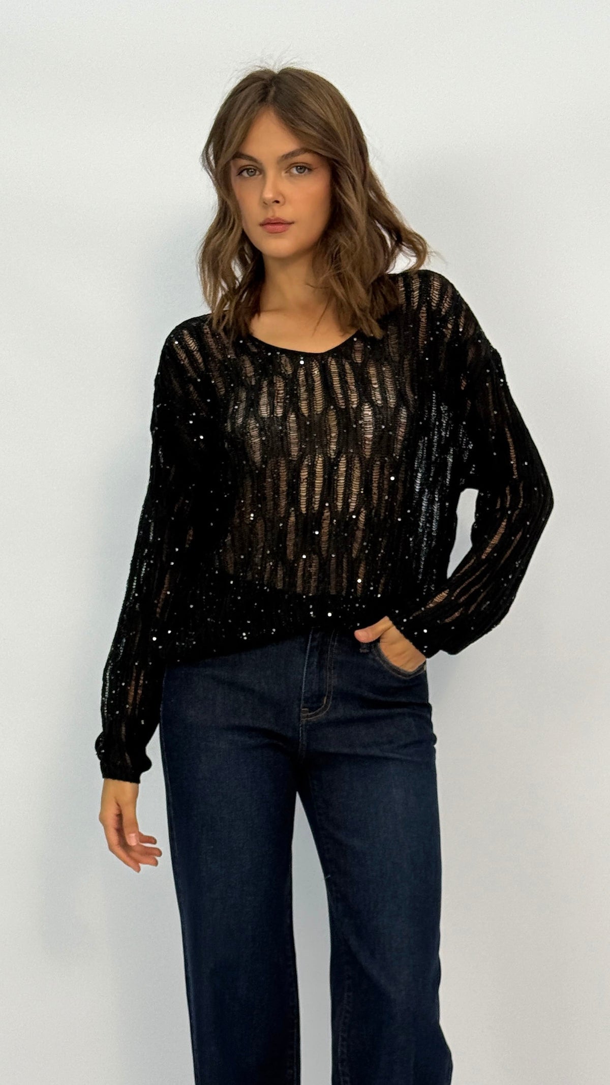 Lila Black Sequin Sweater