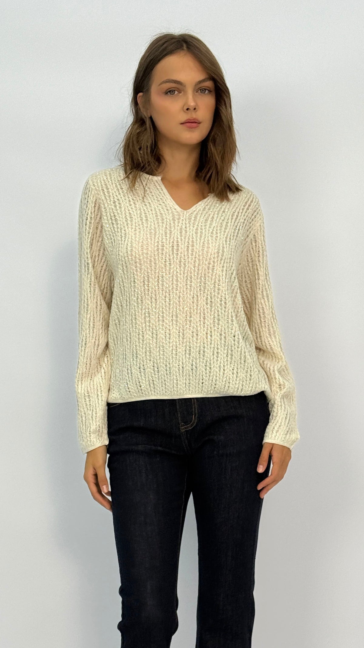 Emerson Ivory Shimmer Knit Top