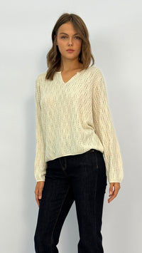 Emerson Ivory Shimmer Knit Top
