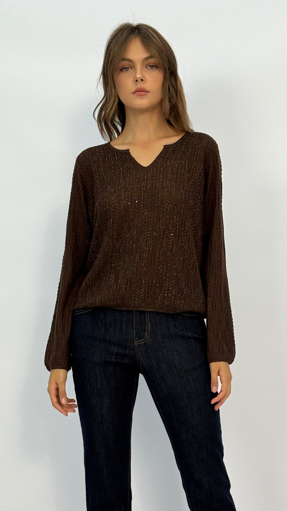 Emerson Brown Shimmer Knit Top