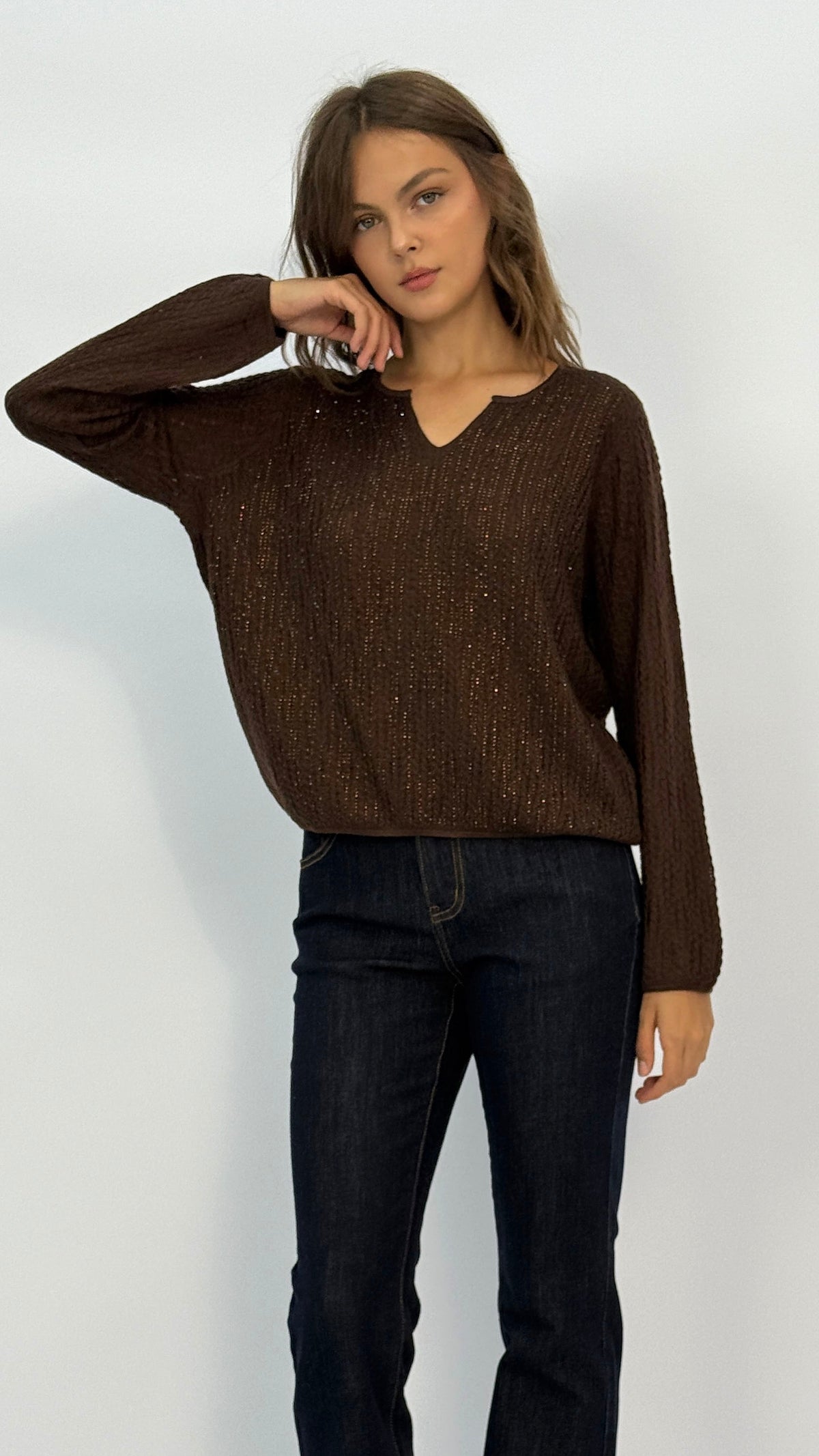 Emerson Brown Shimmer Knit Top