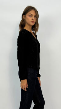 Emerson Black Shimmer Knit Top