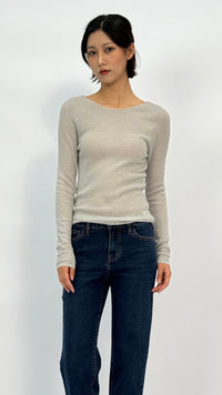Eleana Light Heather Grey Boatneck Top
