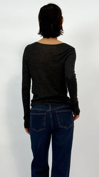 Eleana Dark Heather Grey Boatneck Top