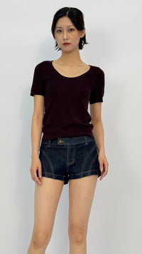 Shay Dark Plum Short Sleeve Top