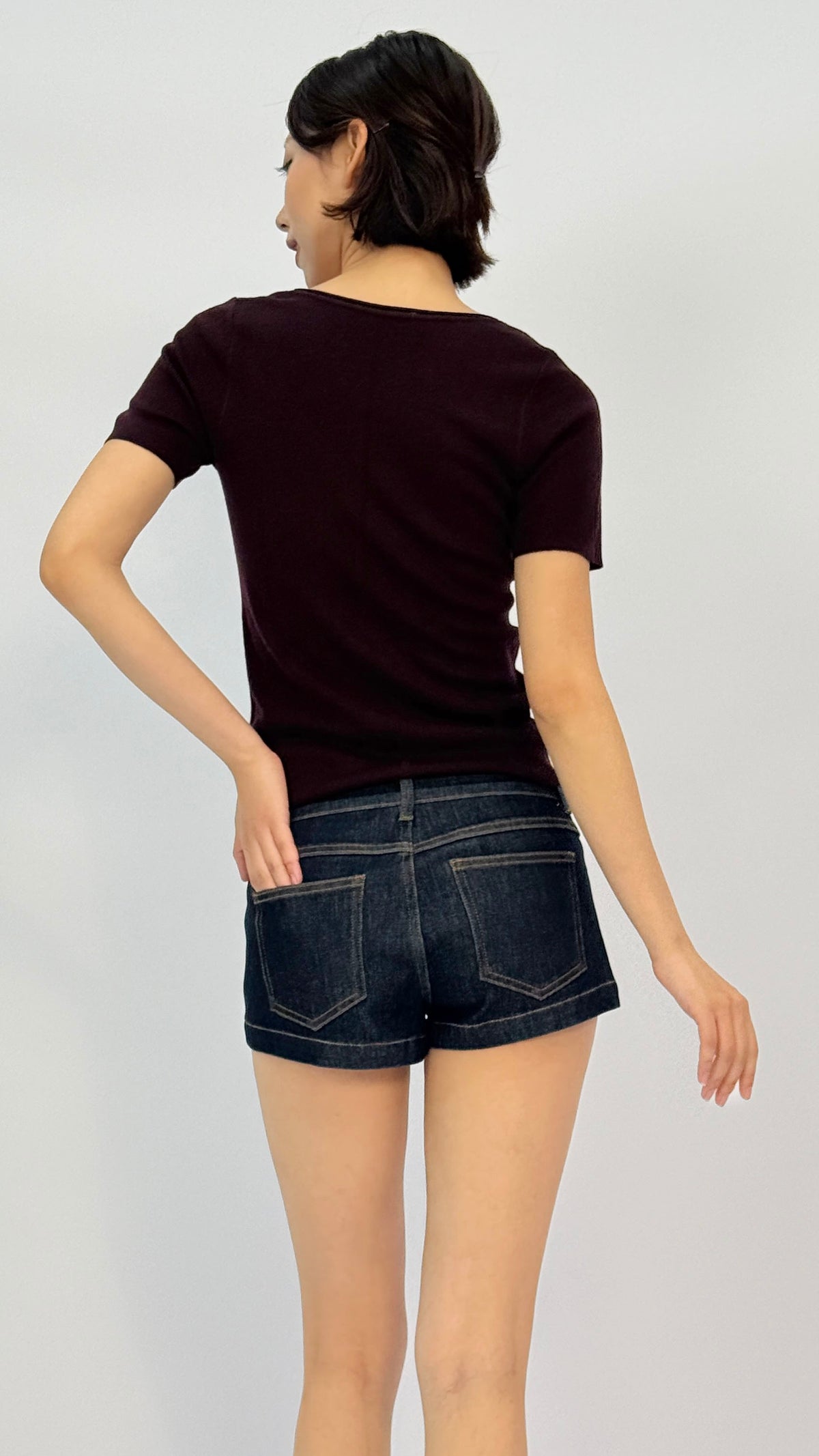 Shay Dark Plum Short Sleeve Top