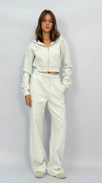 Grey Drawstring Wide Leg Sweatpants
