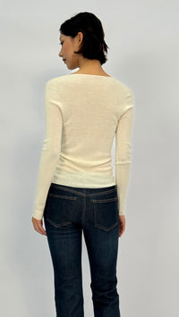 Carrie Beige Long Sleeve V-neck