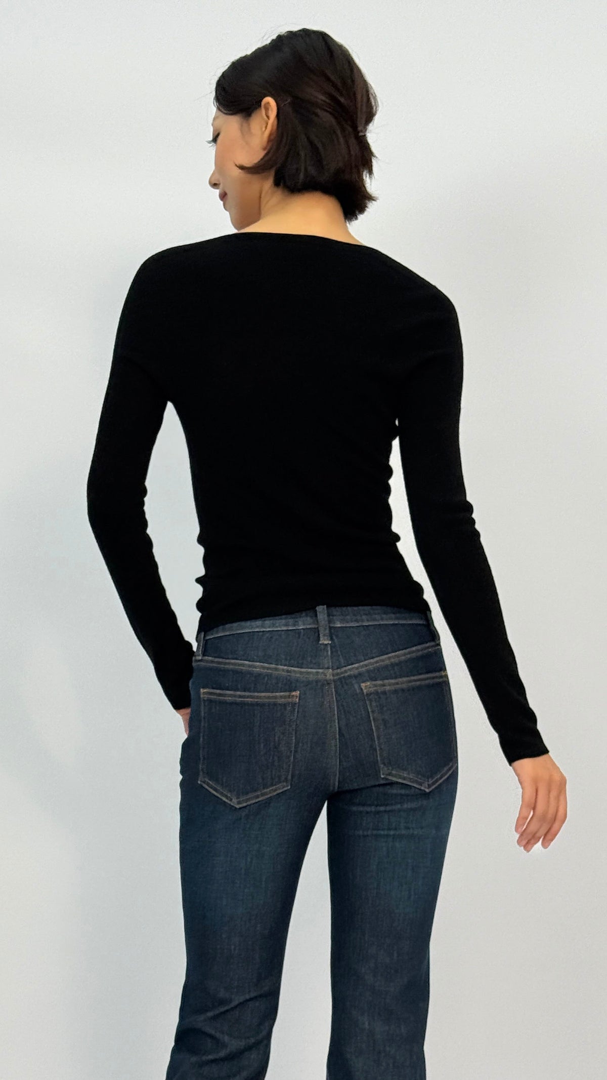 Carrie Black Long Sleeve V-neck