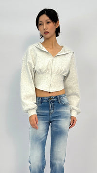 Dani Grey Cropped Zip Up Hoodie