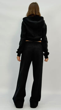 Black Drawstring Wide Leg Sweatpants