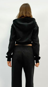 Kiki Black Cropped Zip Up Hoodie