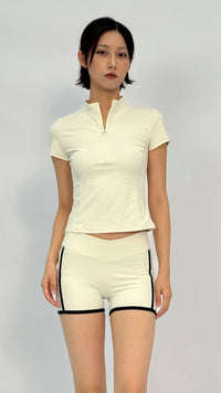 Eve Cream Contrast Trim Shorts