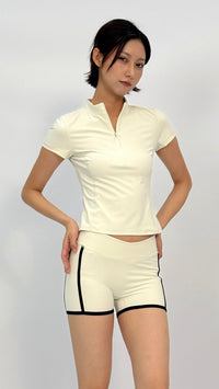 Eve Cream Contrast Trim Shorts