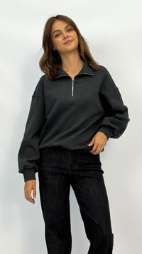 Tiff Charcoal Quarter-Zip Sweatshirt