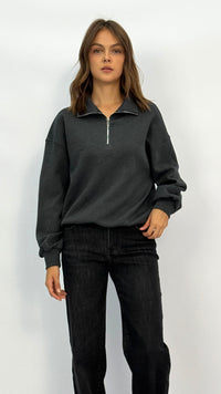 Tiff Charcoal Quarter-Zip Sweatshirt