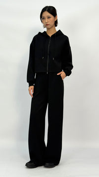 Black High Waist Wide Leg Sweatpants