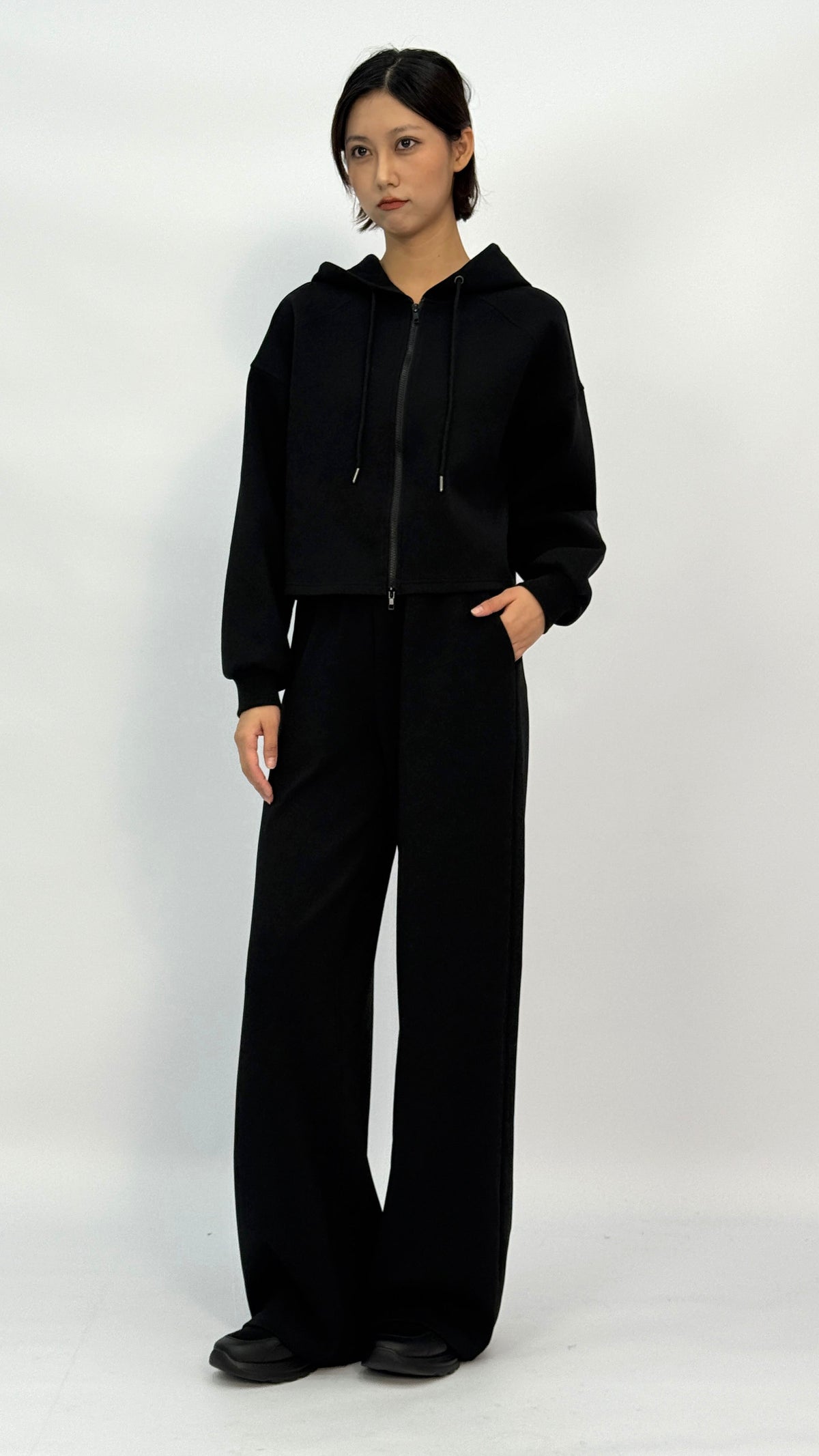 Black High Waist Wide Leg Sweatpants