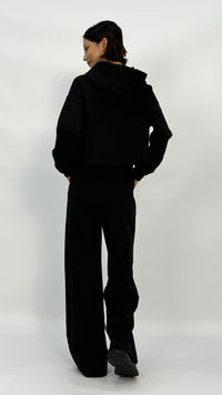 Black High Waist Wide Leg Sweatpants