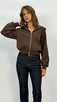 Kimmy Mocha Zip Hoodie