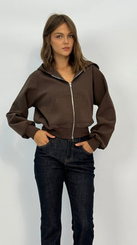 Kimmy Mocha Zip Hoodie