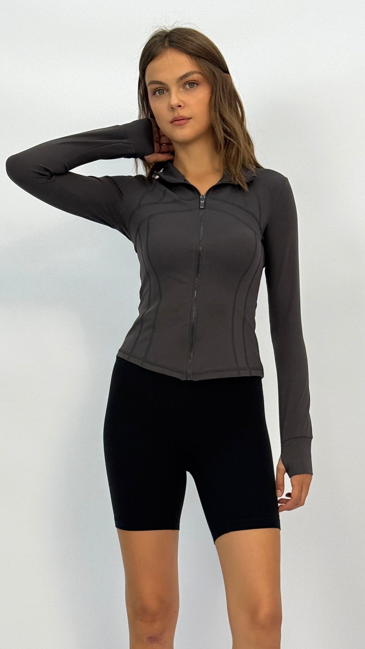 Carly Grey Slim Fit Athletic Jacket