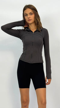 Carly Grey Slim Fit Athletic Jacket