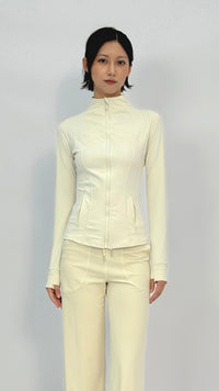Cream Slim Contour Yoga Jacket