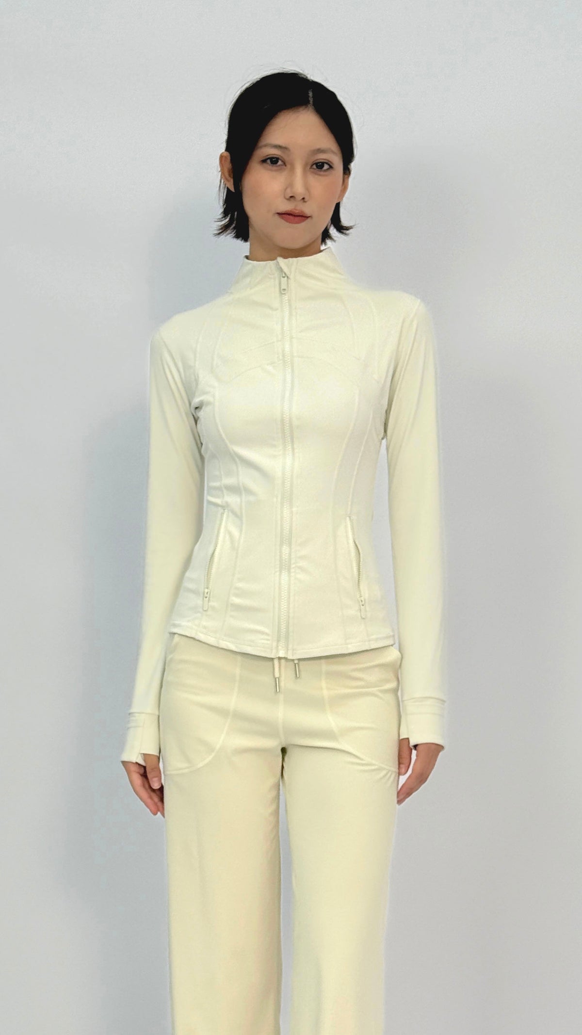 Cream Slim Contour Yoga Jacket