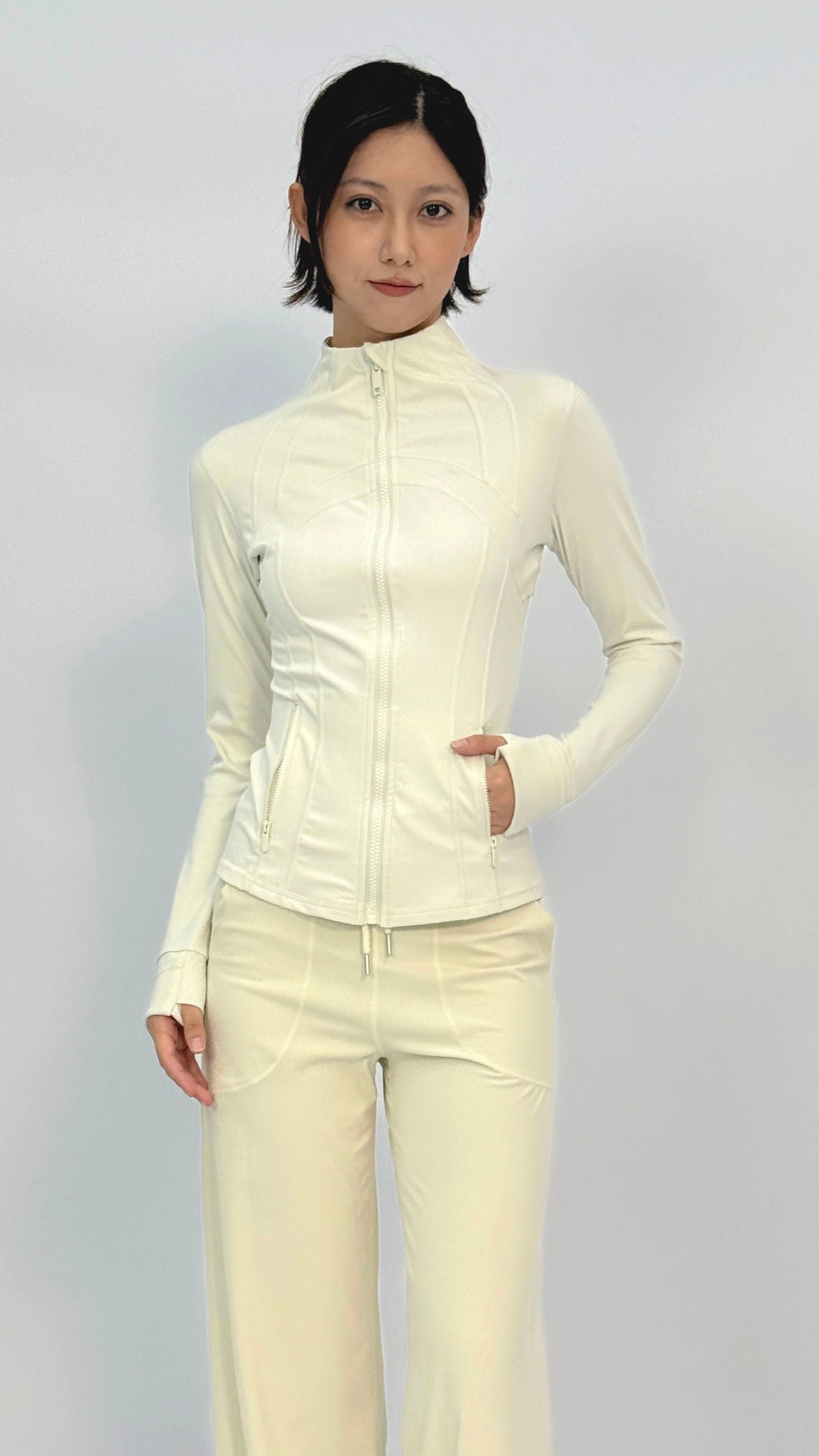 Cream Slim Contour Yoga Jacket