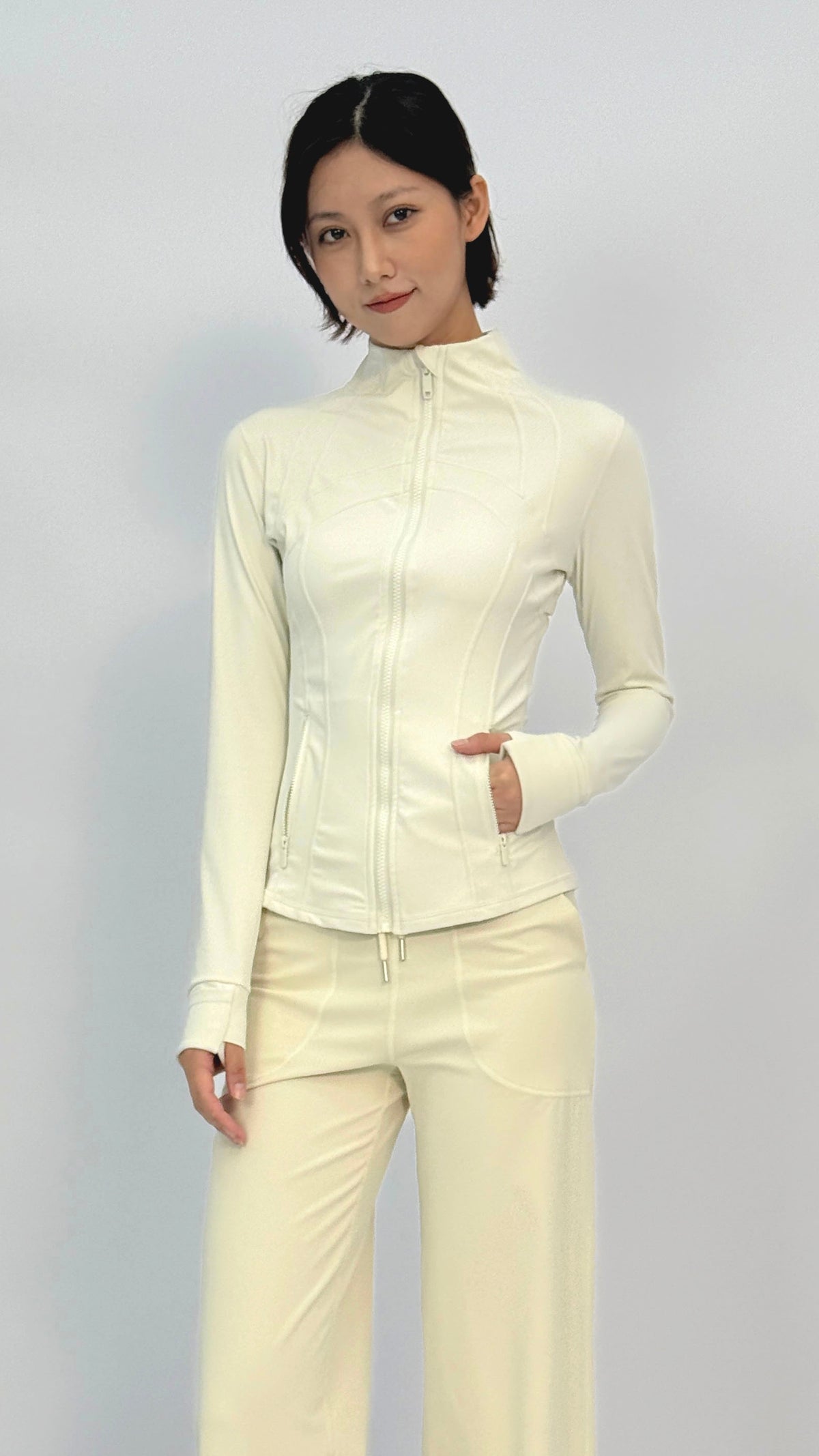 Cream Slim Contour Yoga Jacket